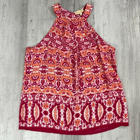 Lucy & Laurel Sleeveless Paisley Floral Halter Flowy Vacation Beach Tank Blouse - Picture 2 of 8